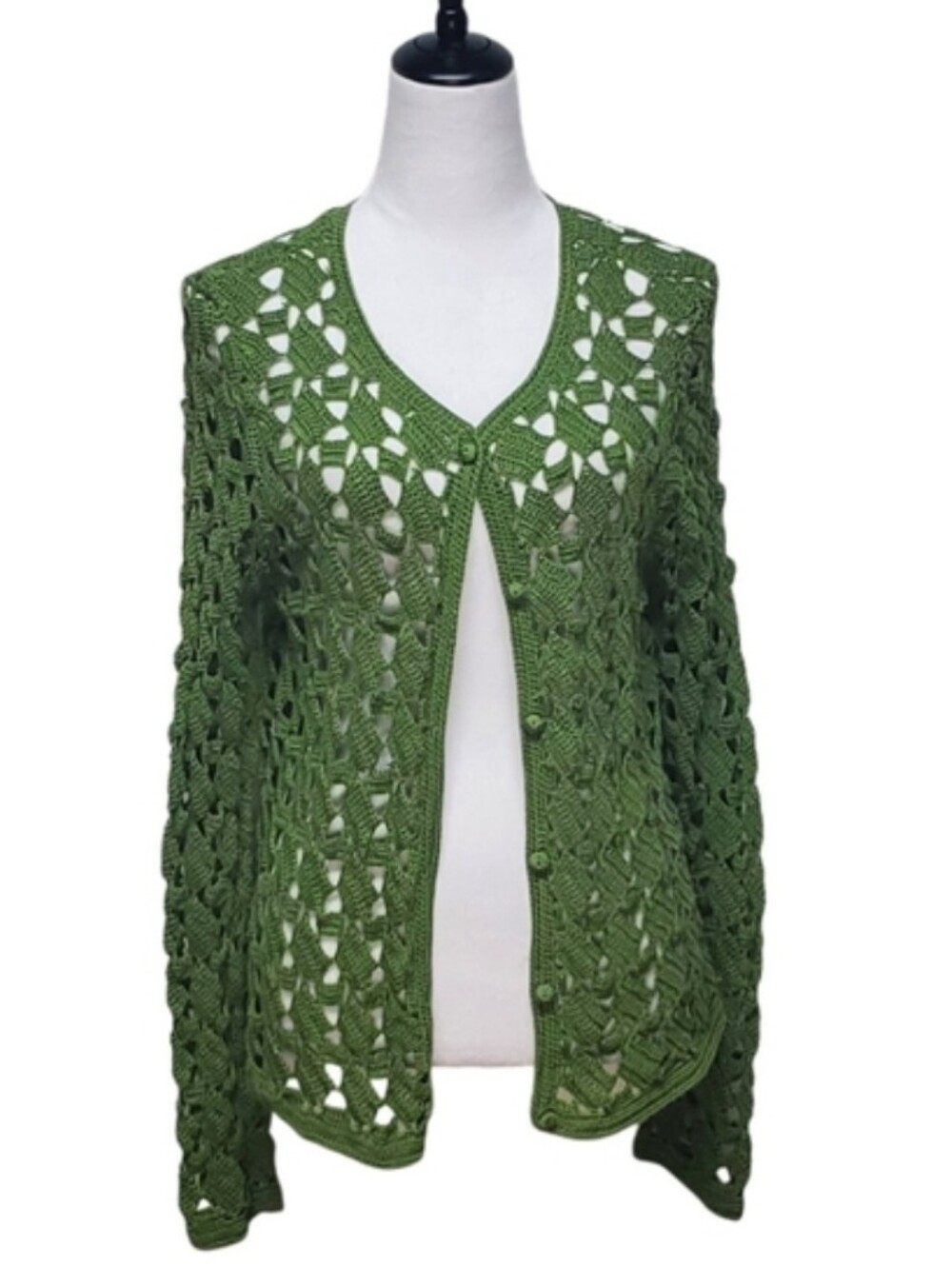 Liz Claiborne Vintage Olive Green Knit Cardigan Sweater Size Medium